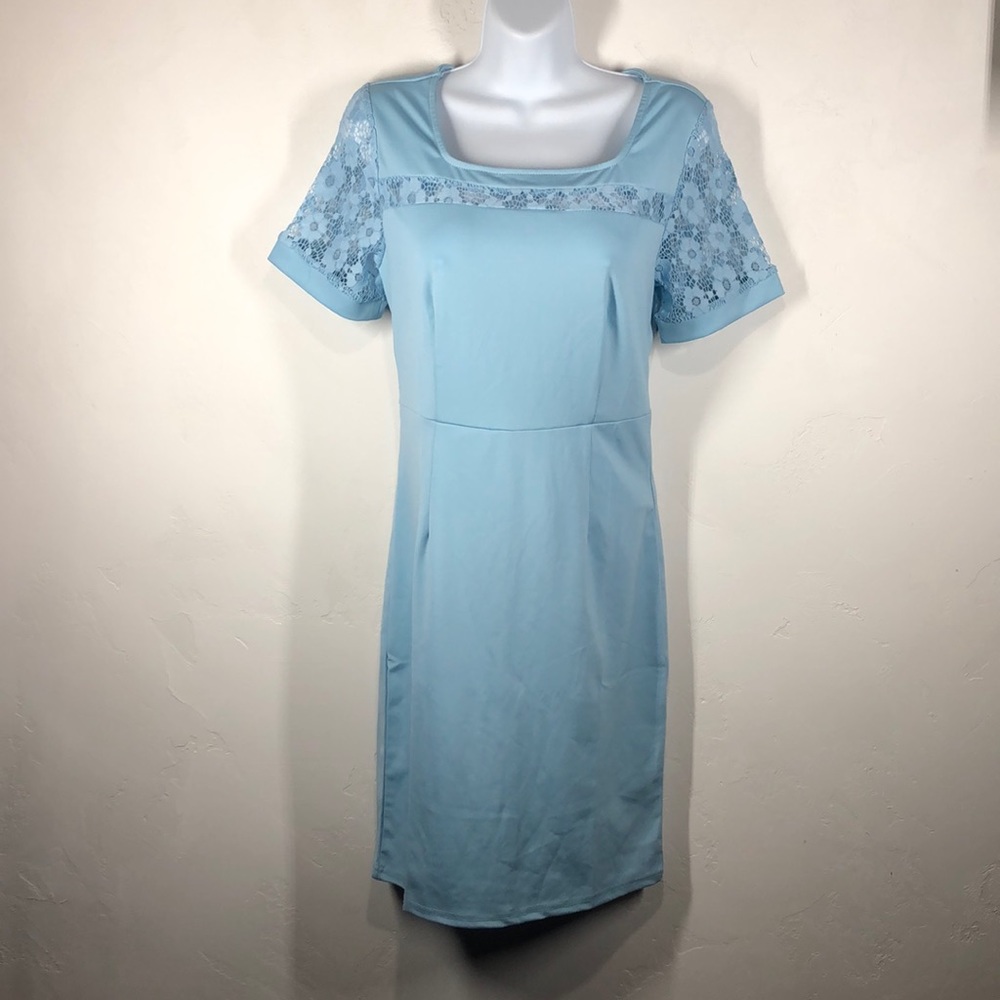 NWT Meaneor blue lace dress size small